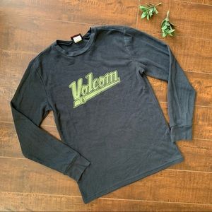 Volcom stone long sleeve waffle Henley shirt